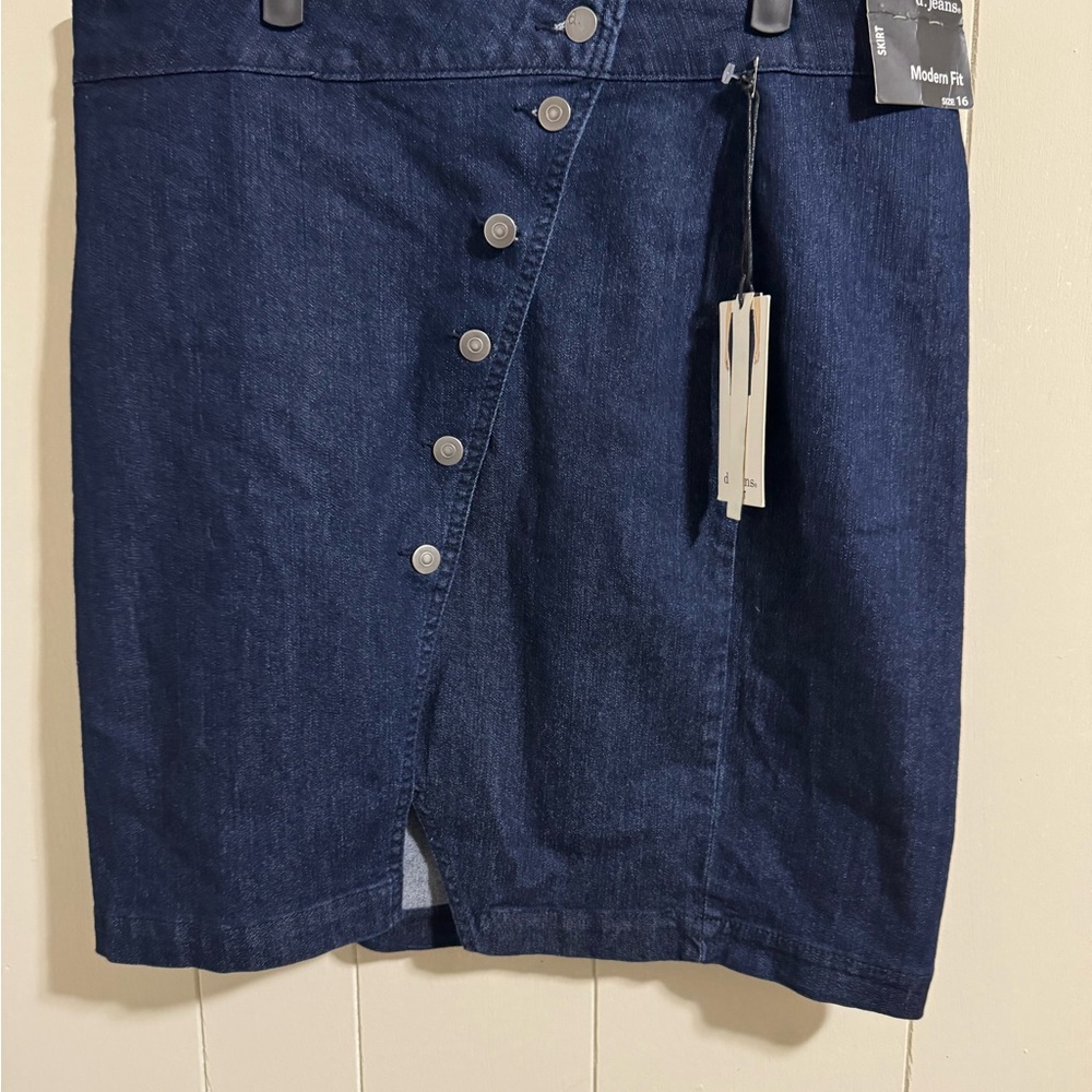d. jeans Blue Asymmetrical Wrap Button Skirt size 16 summer sexy NWT